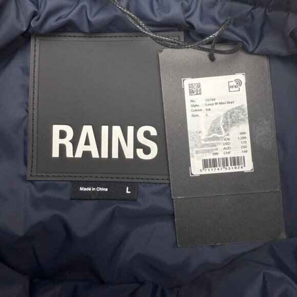 NWT RAINS Loop Women's Mini Skirt Size Large In Ink - Picture 4 of 5